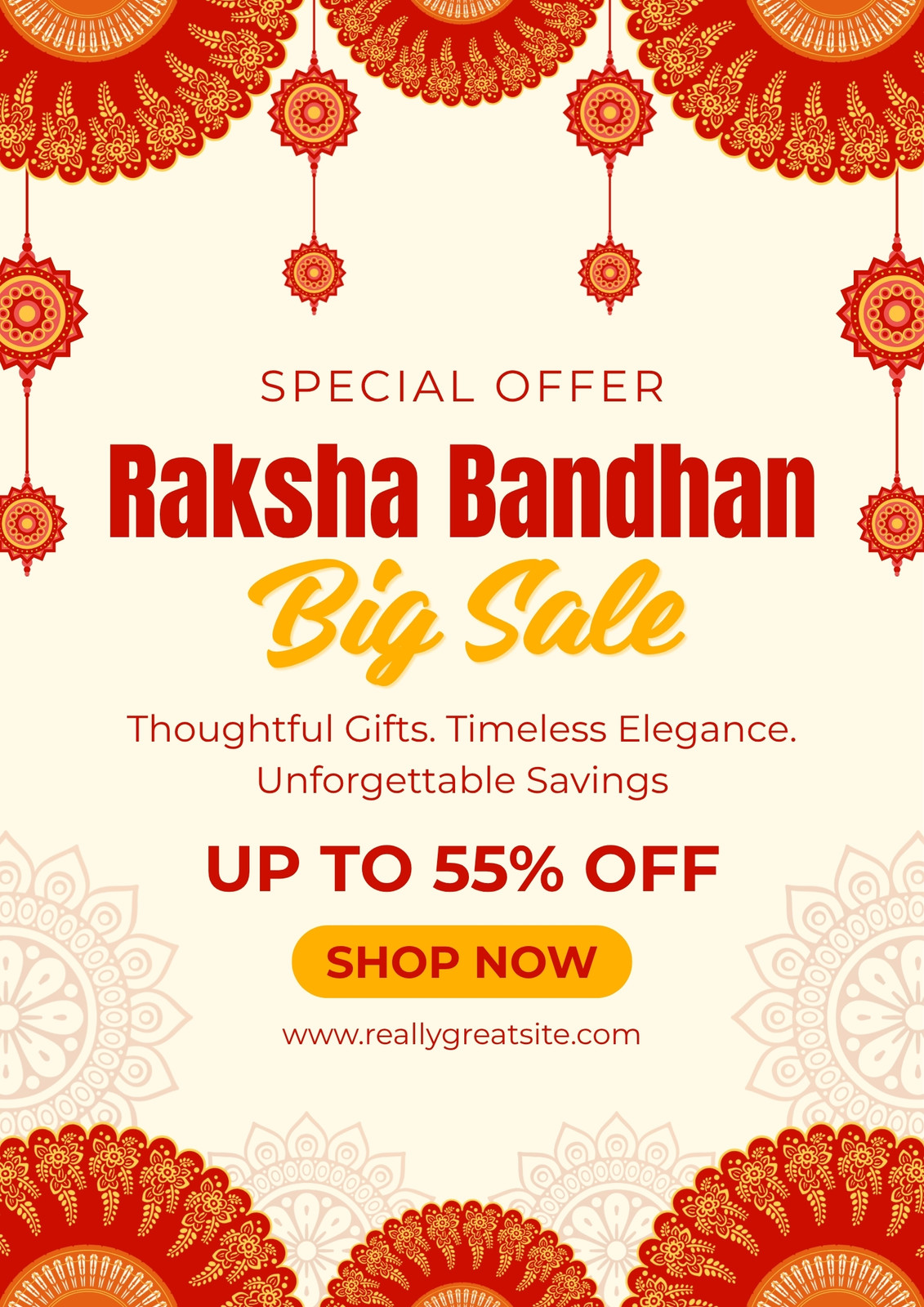 Poster khuyến mãi Raksha Bandhan đỏ cam Poster khuyến mãi Raksha Bandhan đỏ cam