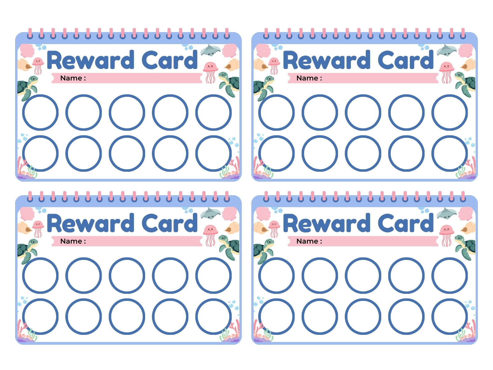 Blue and Pink Playful Reward Card Graph