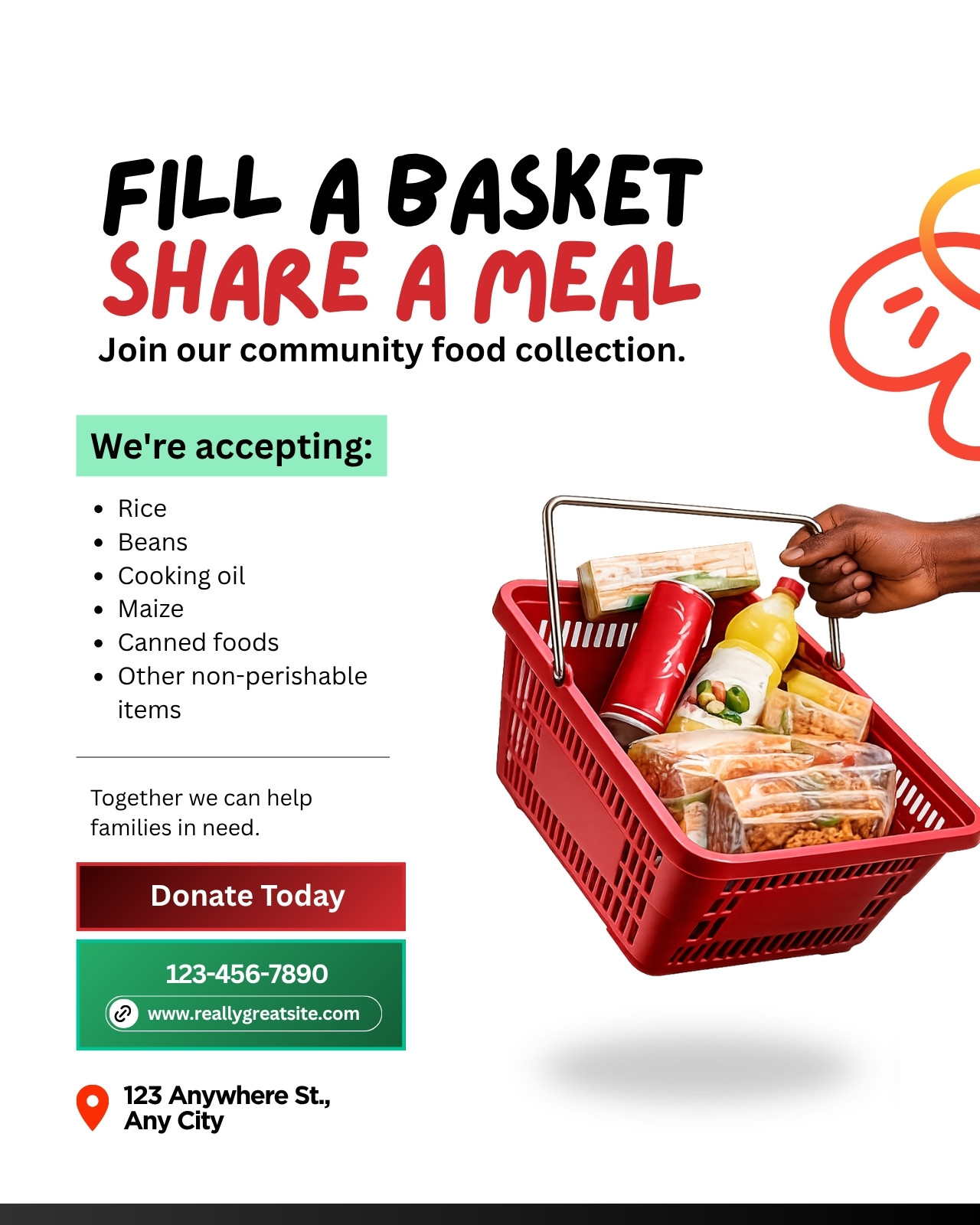 Red White and Black Bold Charity Food Collection Instagram Post