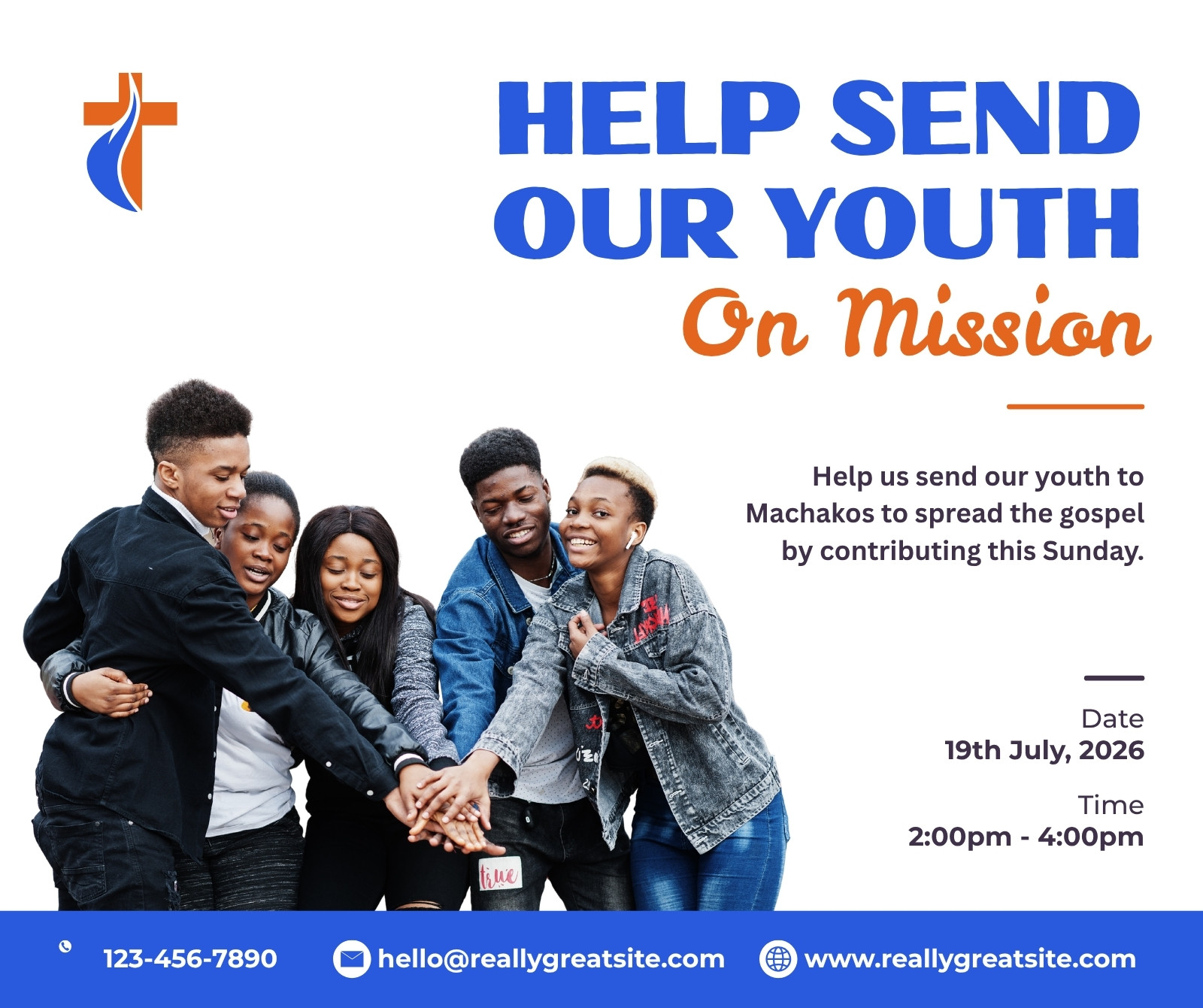 Blue and Orange Modern Church Youth Mission Facebook Post