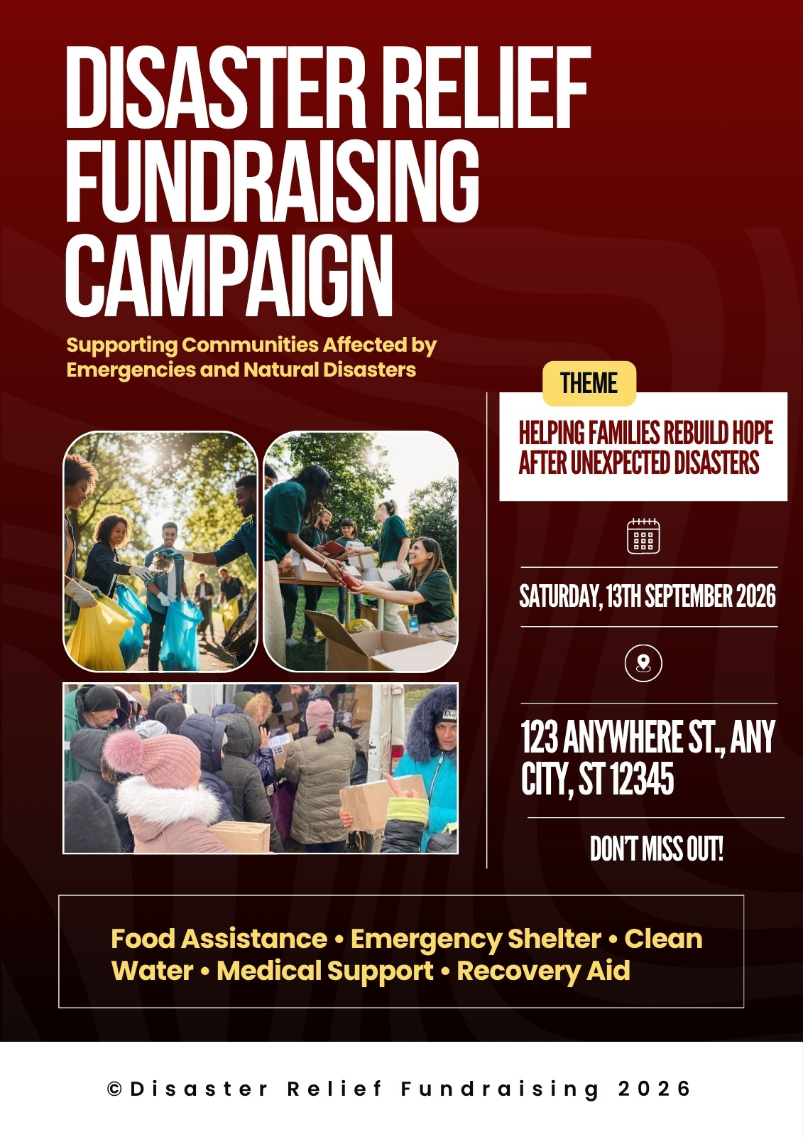 Red White and Yellow Bold Disaster Relief Document