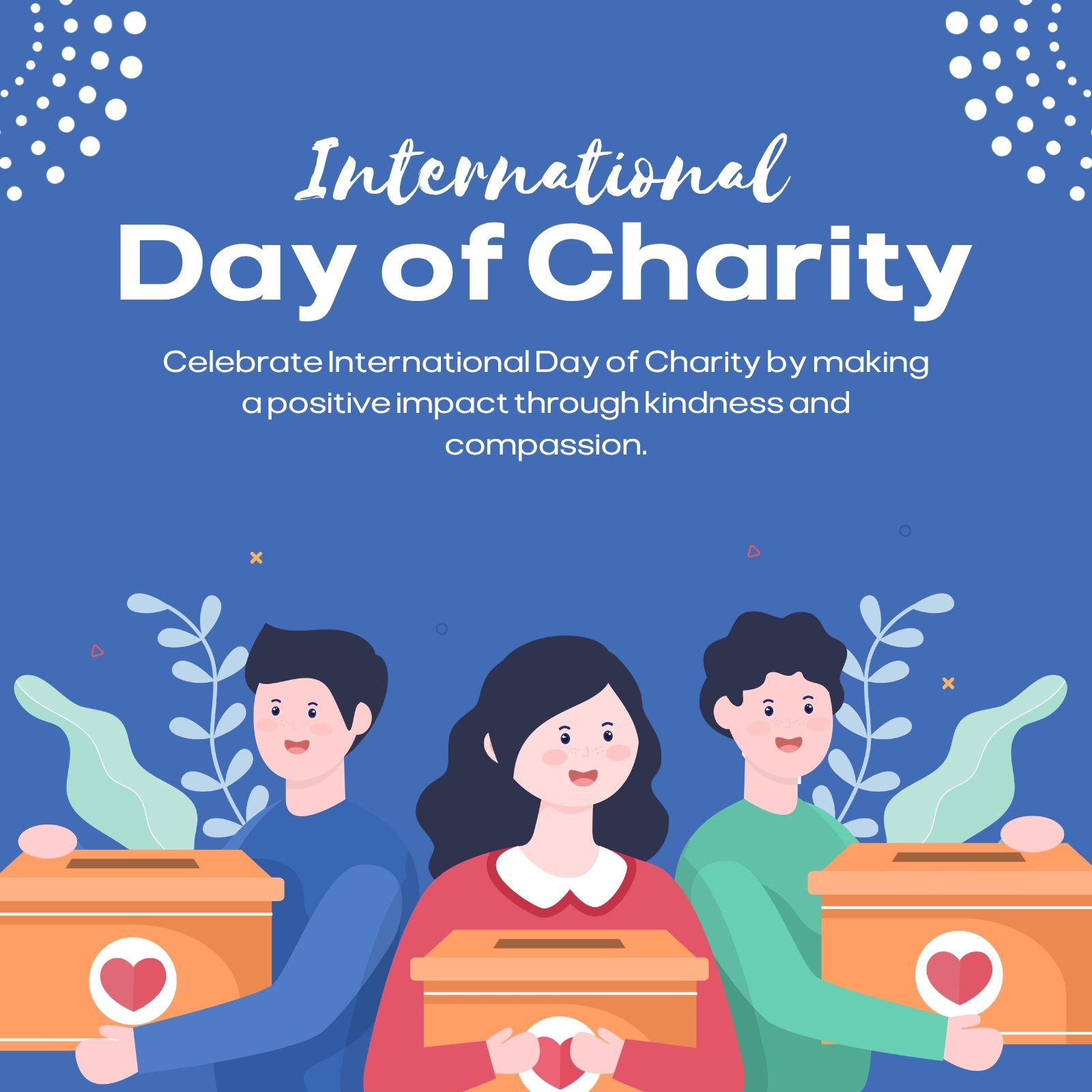 Blue and White Illustrated Charity Facebook Post
