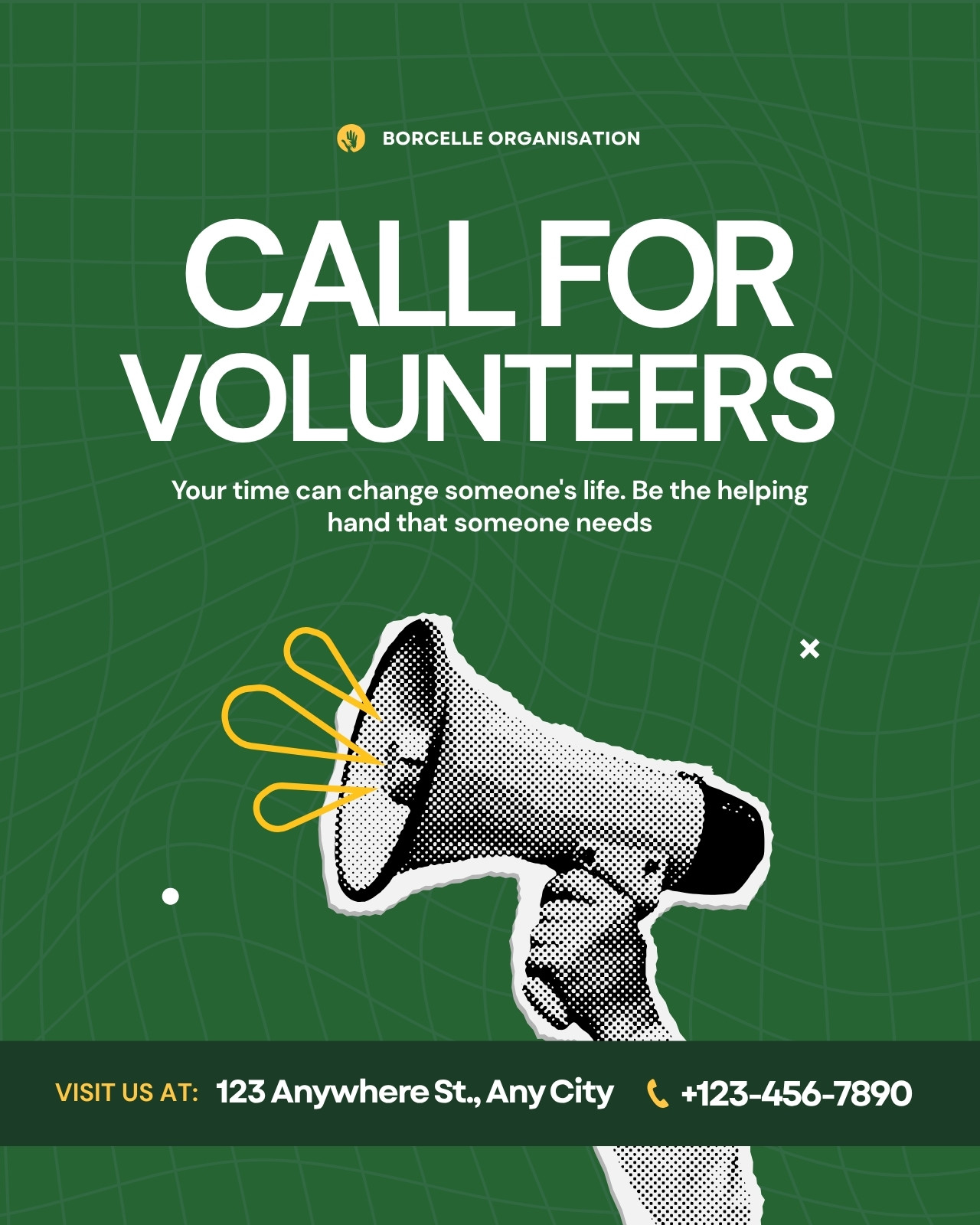 Green Modern Volunteer Call Poster