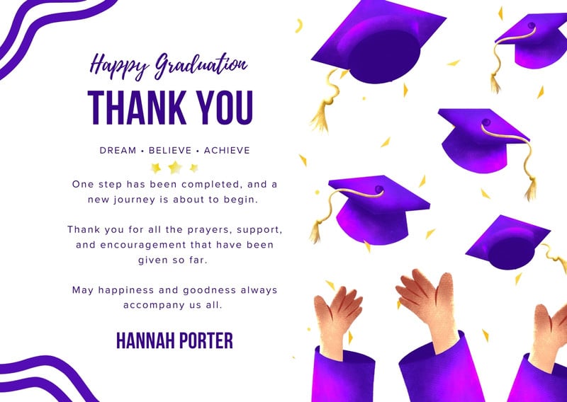 grad card thank you template Simple Graduation Your design will be coordinating to the invitation you choose Grad TY-8 Personalized Thank You