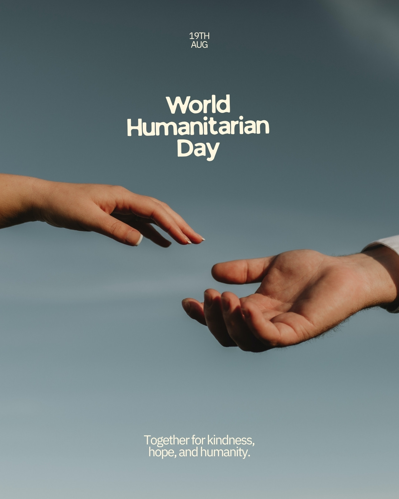 Blue Beige and White Minimalist World Humanitarian Day Instagram Post
