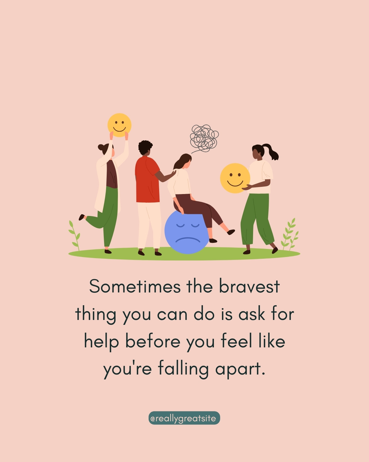 Pink Illustrated Mental Health Instagram Post