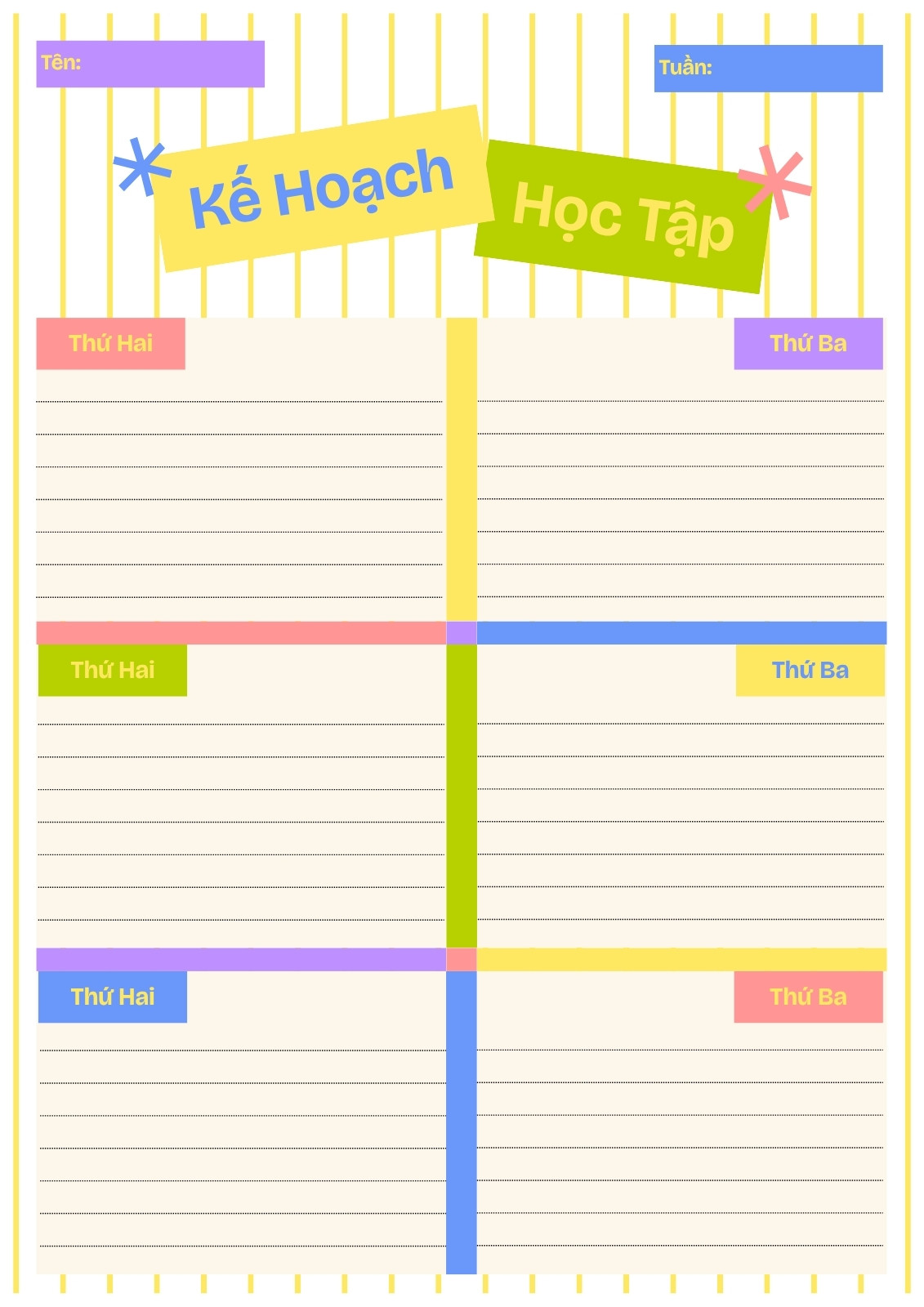Be Hồng Xanh Tối Giản H&igrave;nh Học Kế Hoạch Học Tập