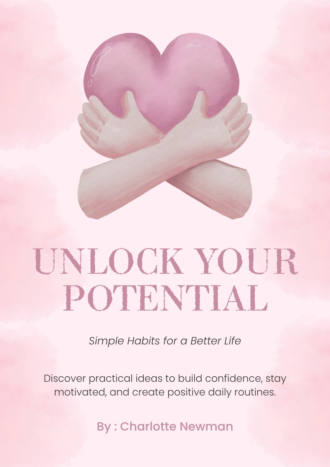 Pink White and Soft Purple Minimalist Self-Help Book Cover Document
