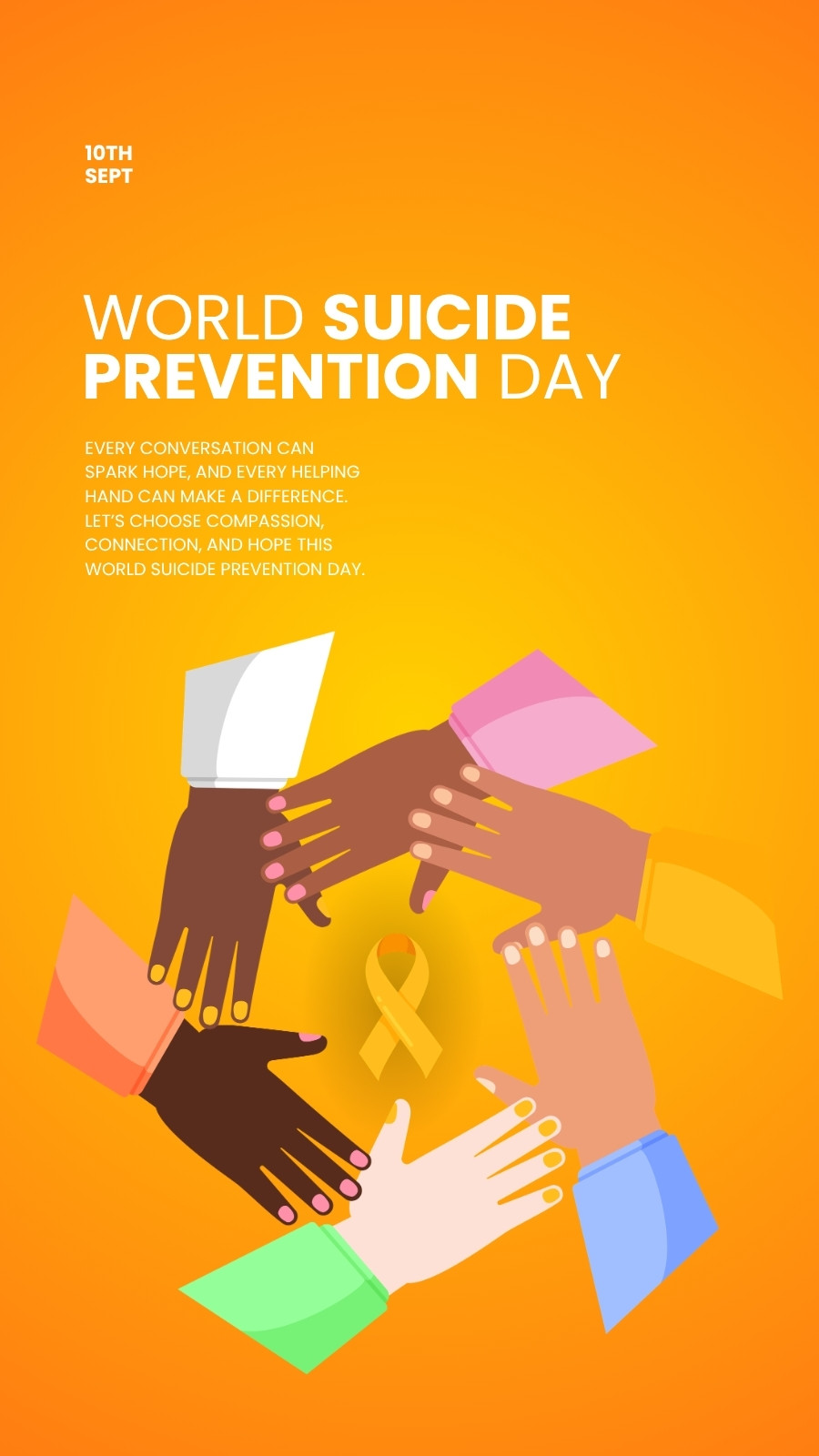 Orange and White Simple World Suicide Prevention Day Instagram Story