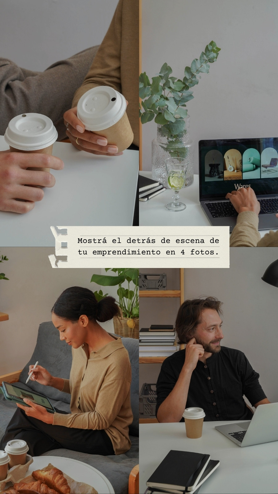 Historia De Instagram Detrás De Escena De Negocio Collage Marrón Y Beige