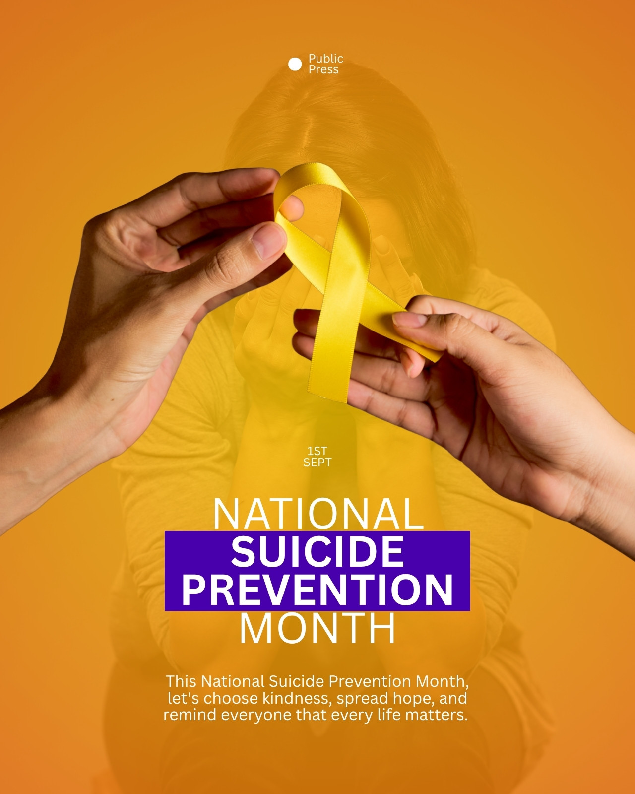 Orange and Purple Modern National Suicide Prevention Month Instagram Post