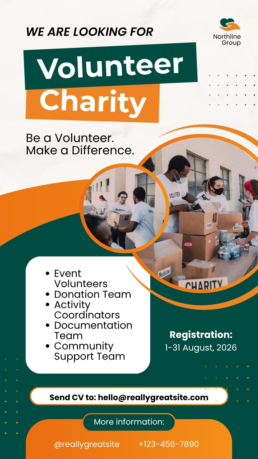 Orange Green Modern Volunteer Charity Your Story