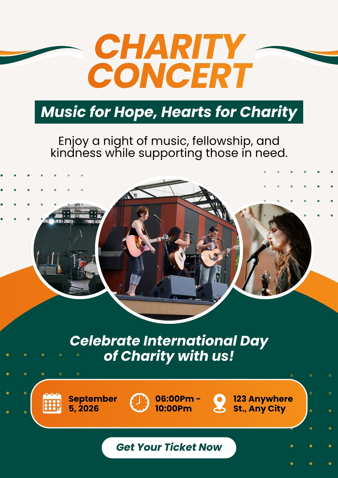 Orange Green Modern Charity Concert Poster
