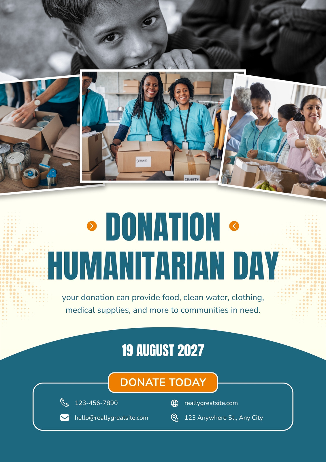 Blue and White Modern Humanitarian Day Poster