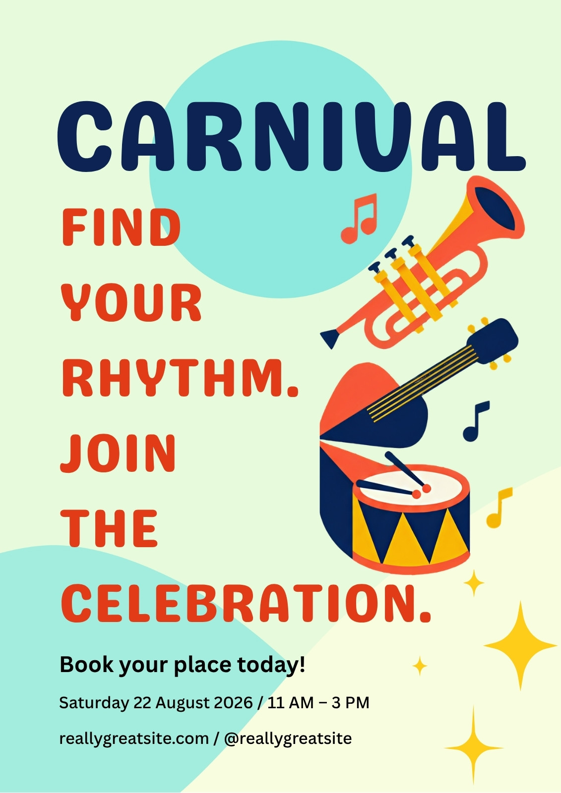 Red Orange and Yellow Playful Carnival Music Workshop Poster