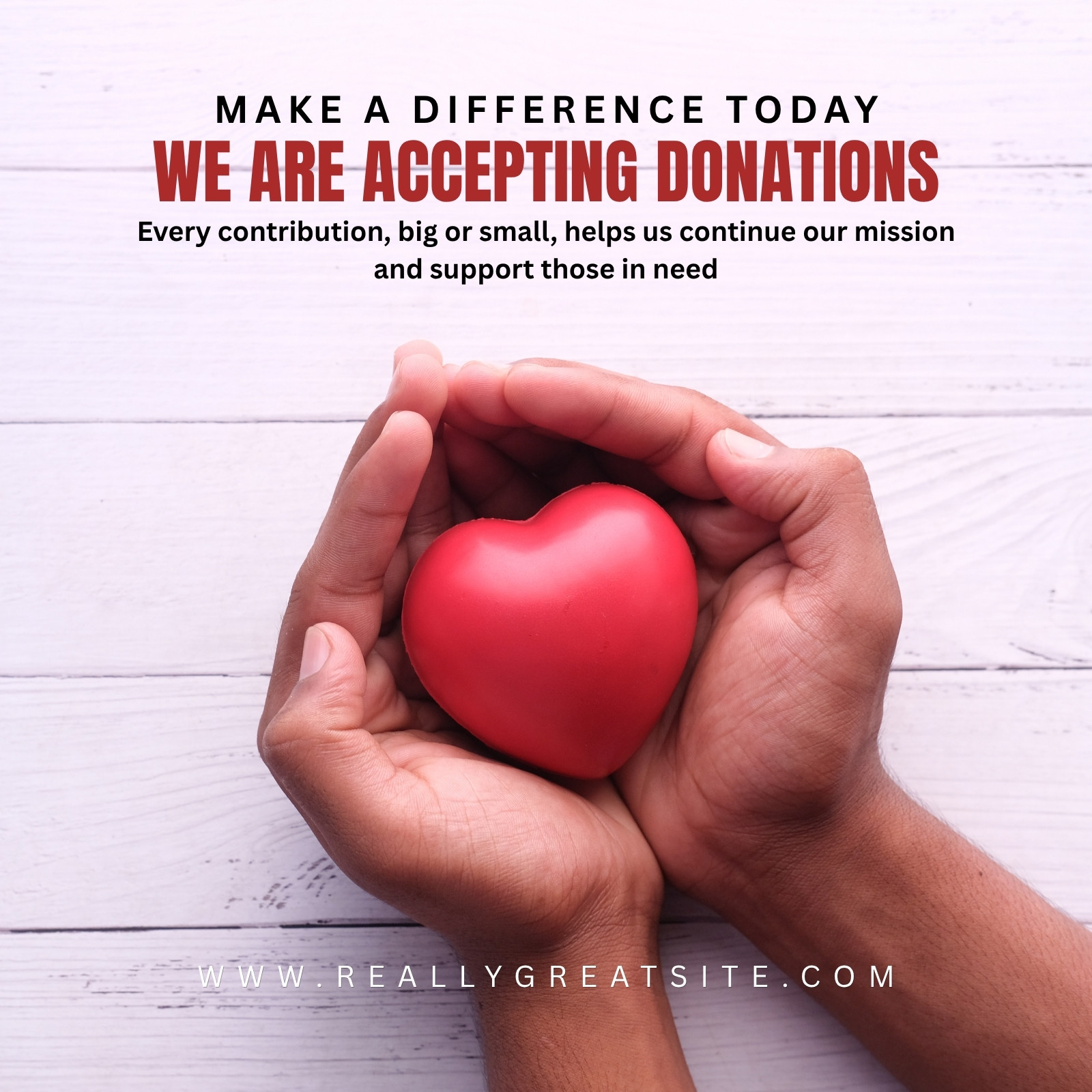 Red White and Monochrome Modern Charity Donation Instagram Post