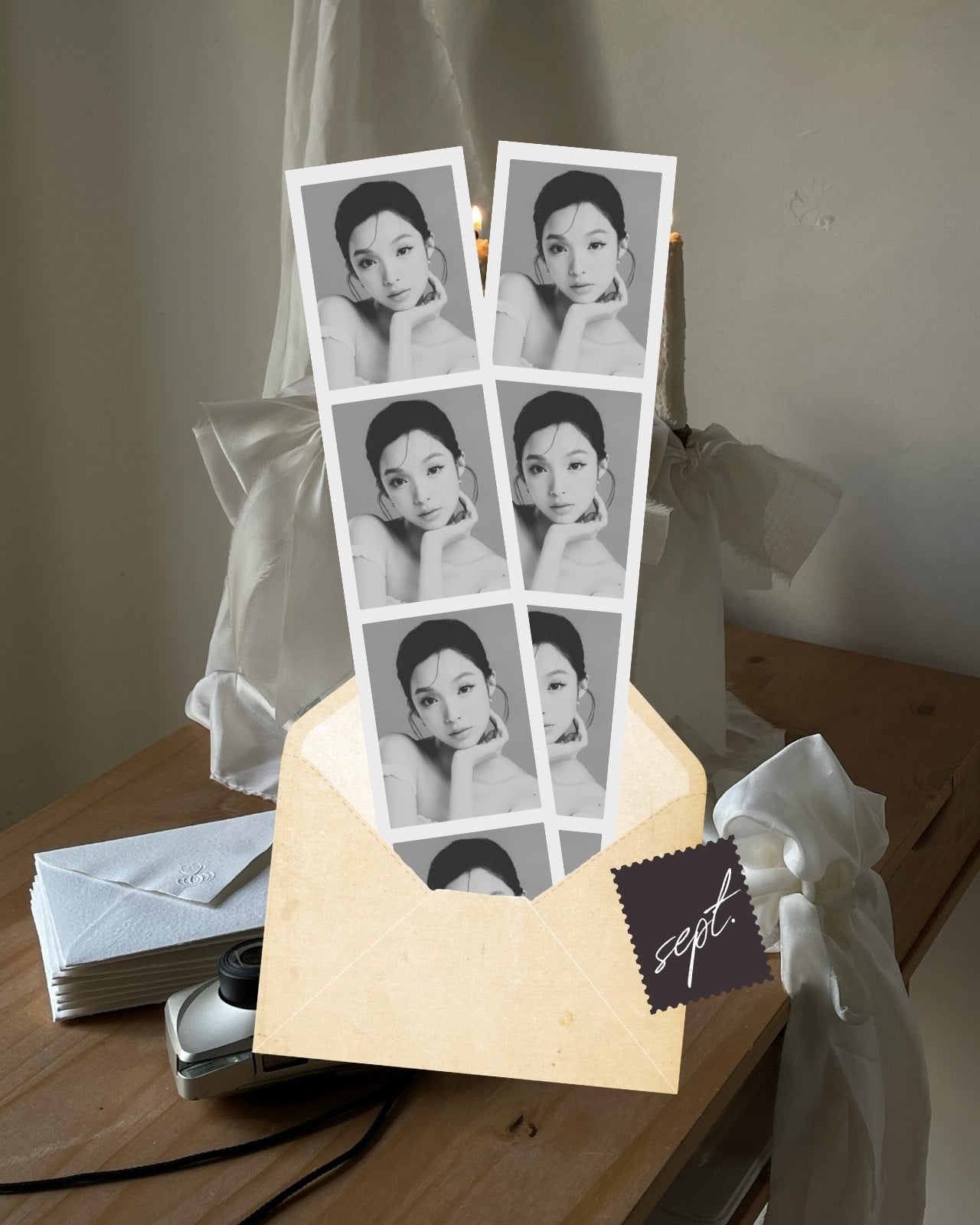 Black White and Neutral Minimalist Photo Booth Portrait Instagram Post