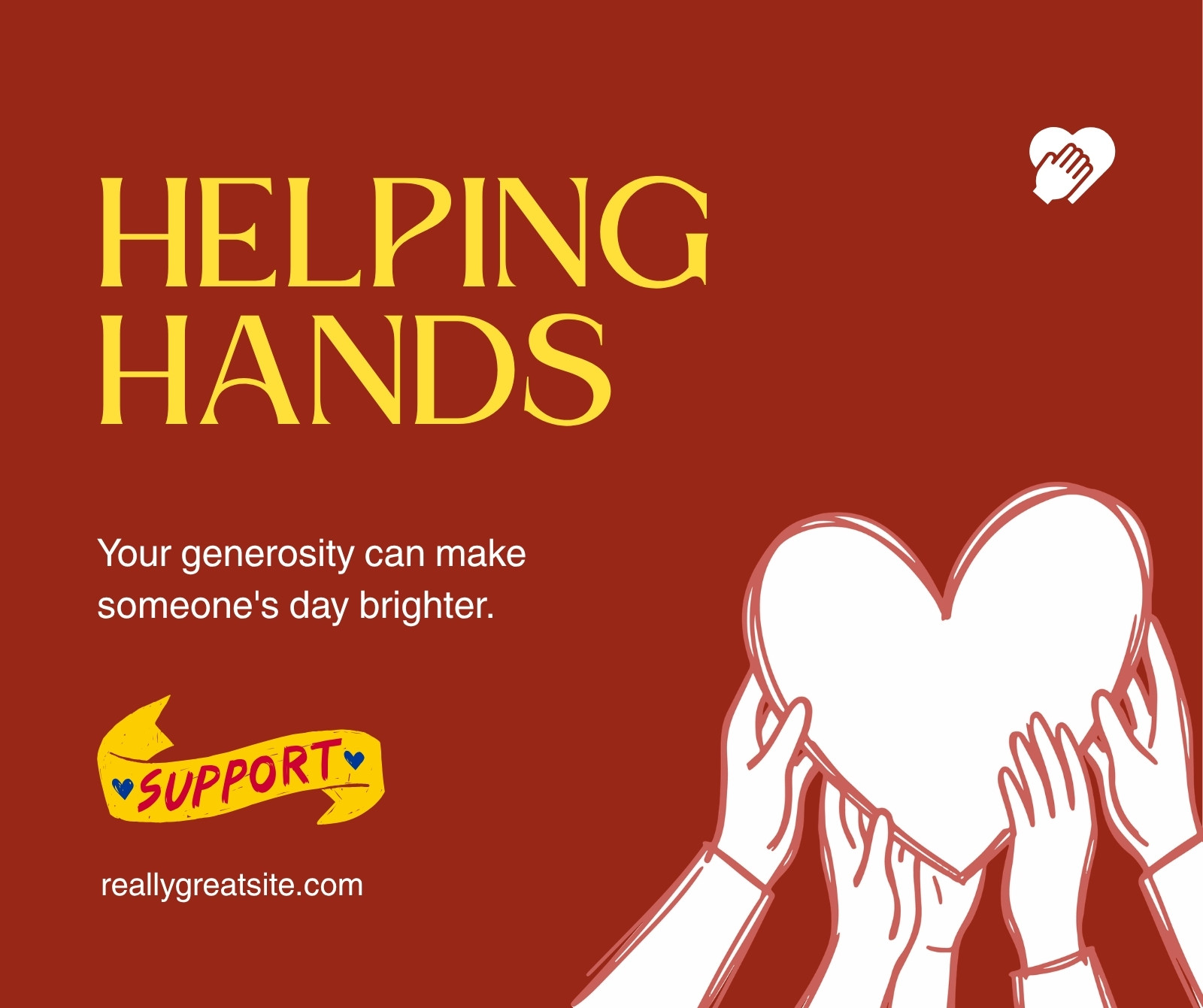 Maroon Gold Yellow and White Helping Hands Charity Facebook Post