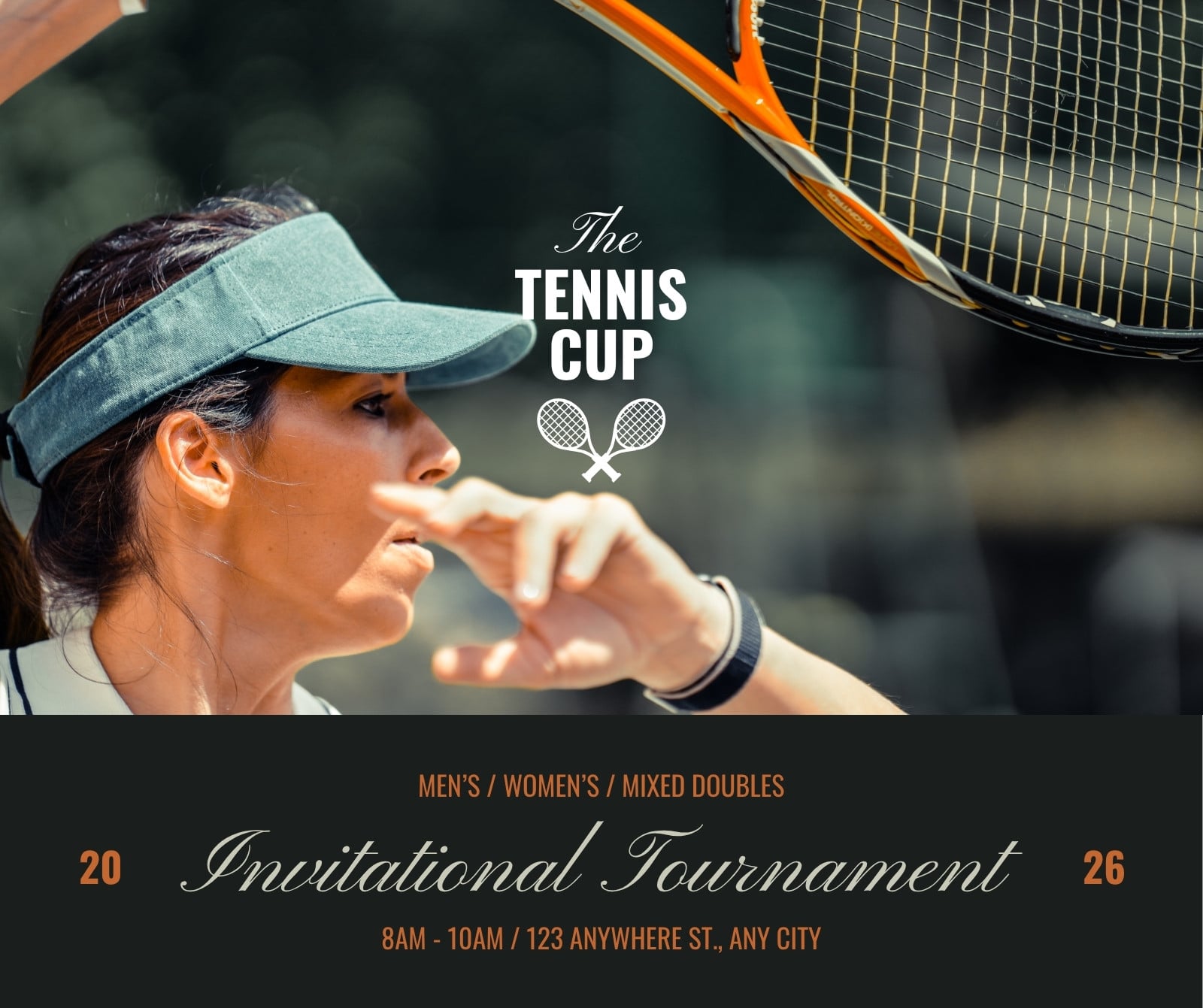Green and Orange Dynamic Tennis Cup Invitational Tournament Facebook Post