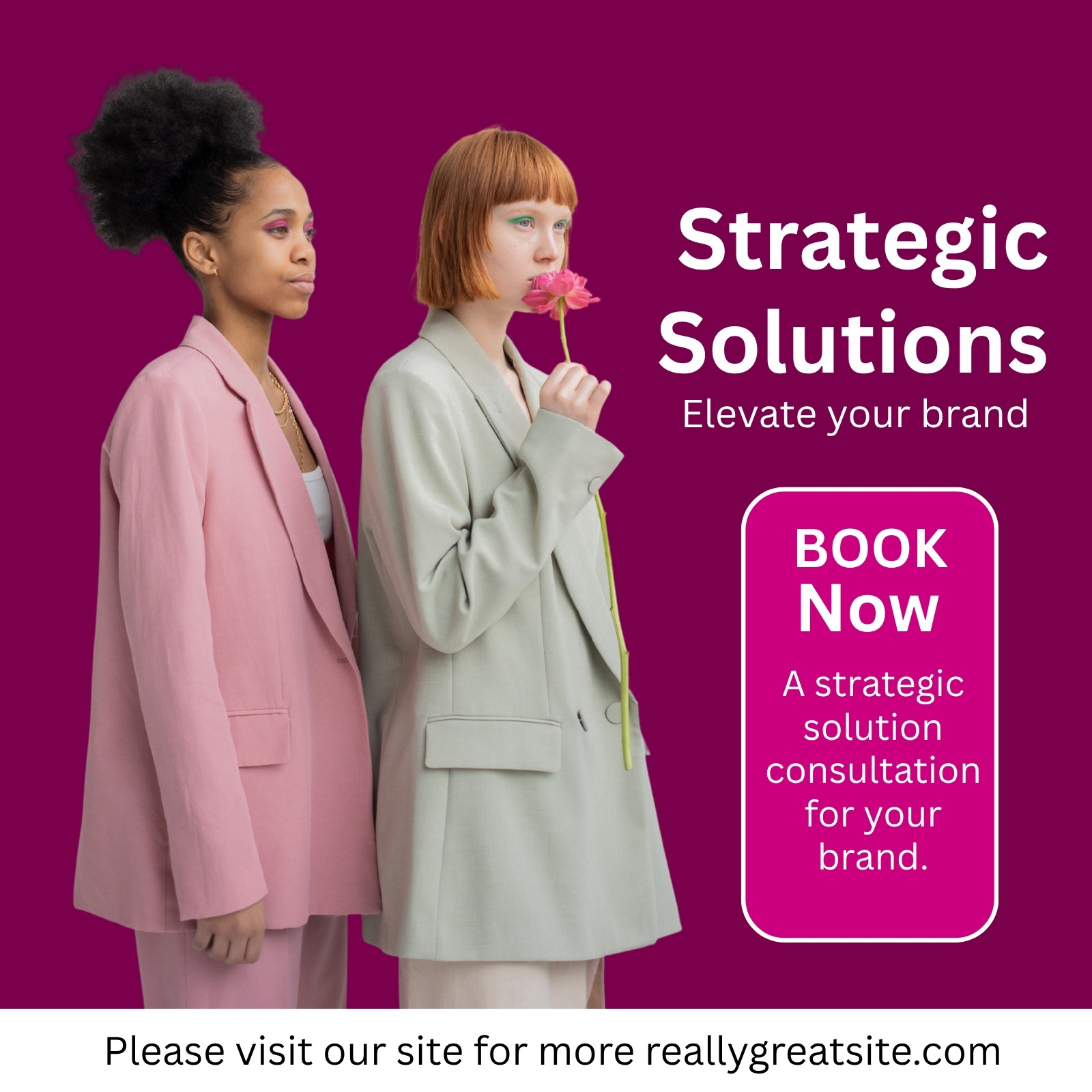 Red Pink and Neutral Modern Strategic Solutions Book Now LinkedIn Post