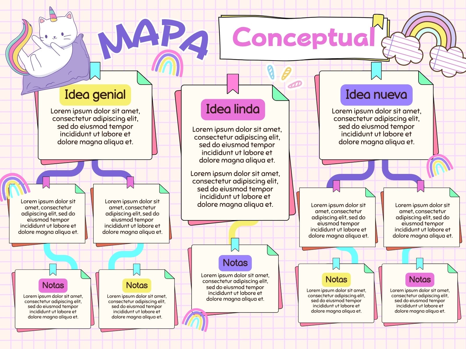 Gráfica Mapa Conceptual Linda Creativa Colorido