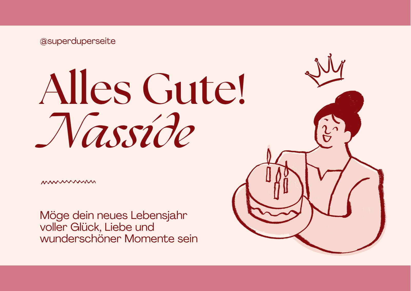 Rosa Weiß Und Altrosa Elegant Typografie Alles Gute Geburtstagskarte