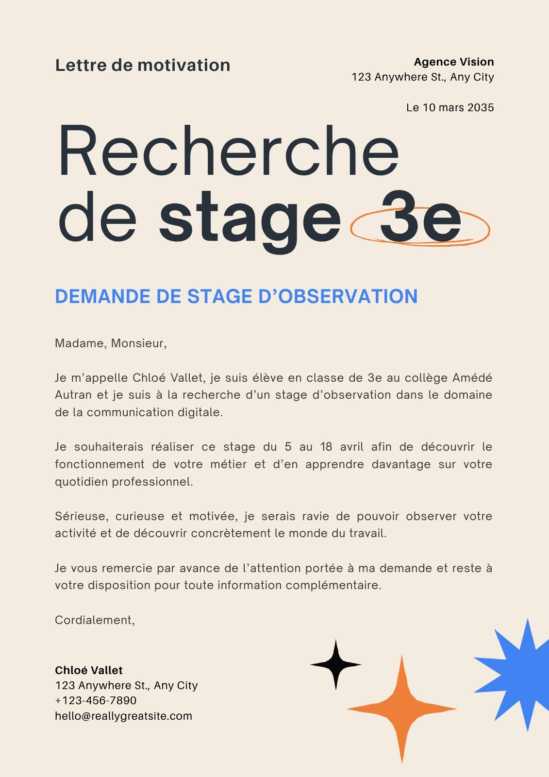 Lettre de motivation Lettre de motivation