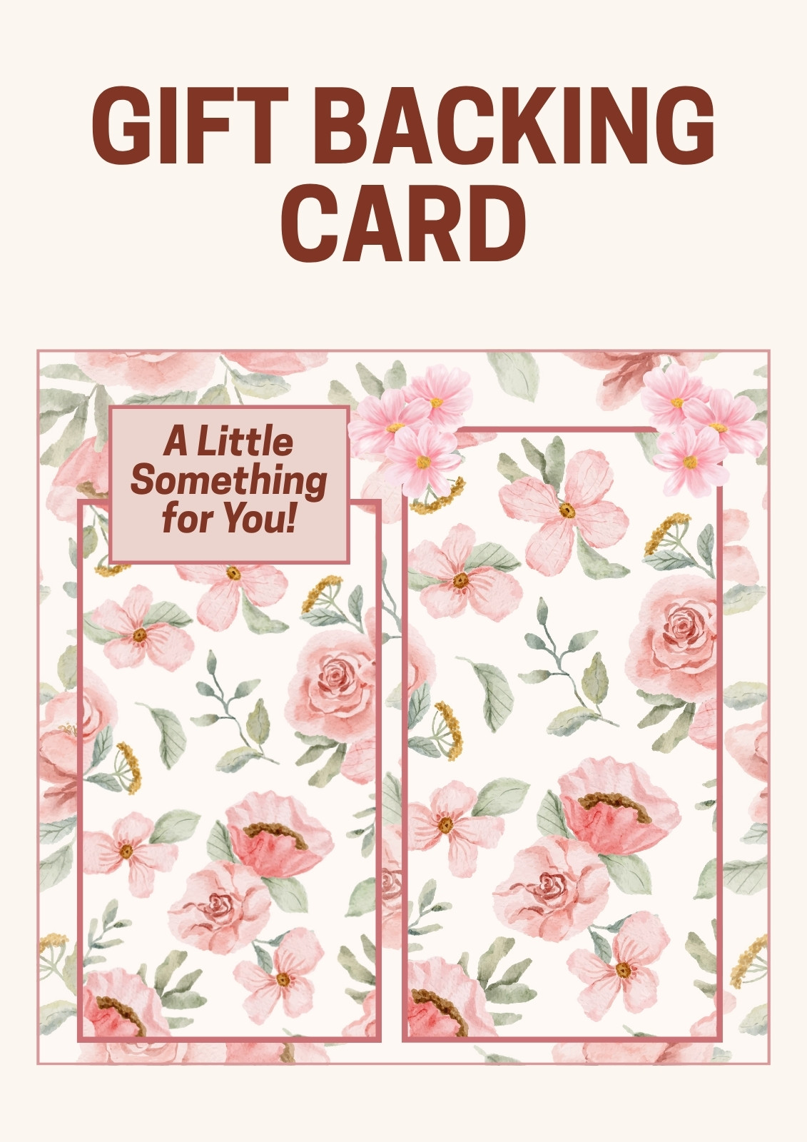 Pink Floral Gift Backing Card Label Document