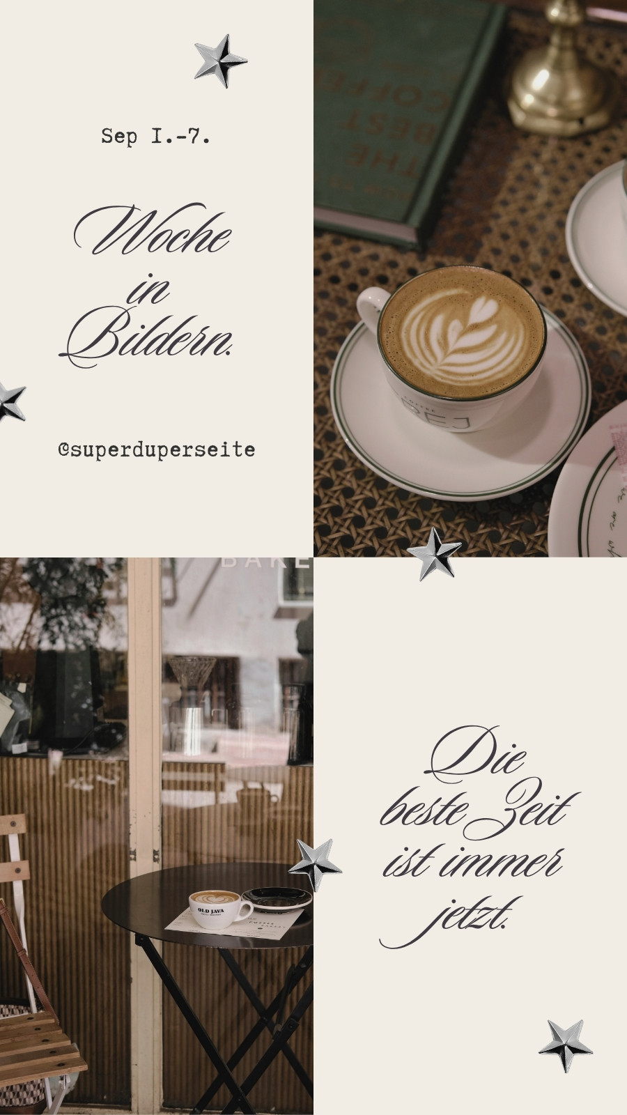 Spruch Fotos Woche Rückblick Collage Stilvoll Ästhetisch Creme Instagram Story