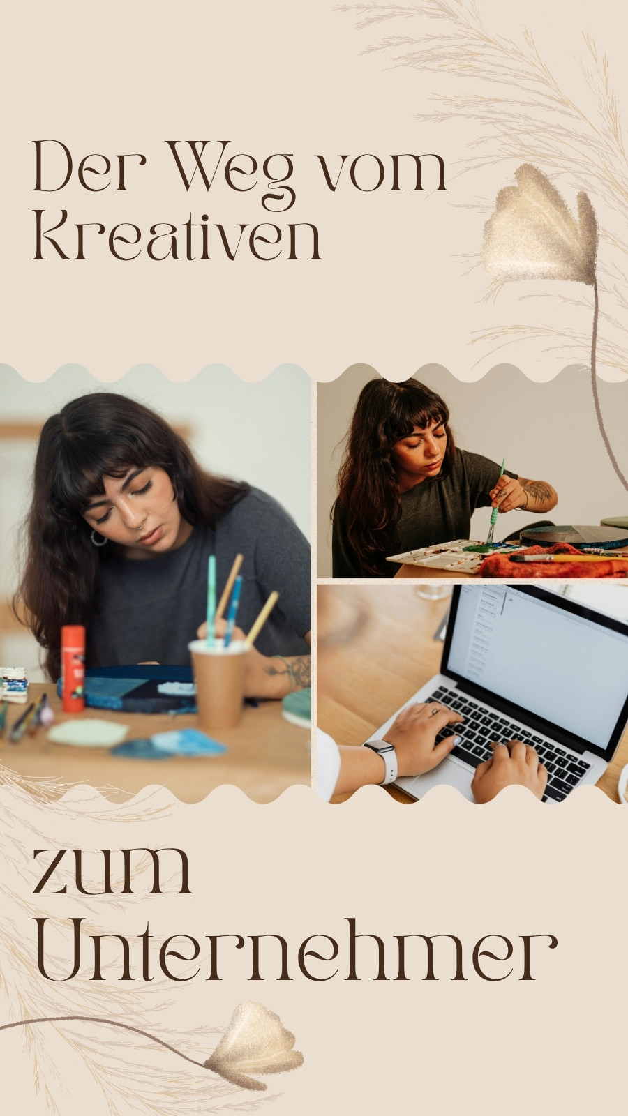 Beige Braun Kreativ Unternehmer Instagram Story