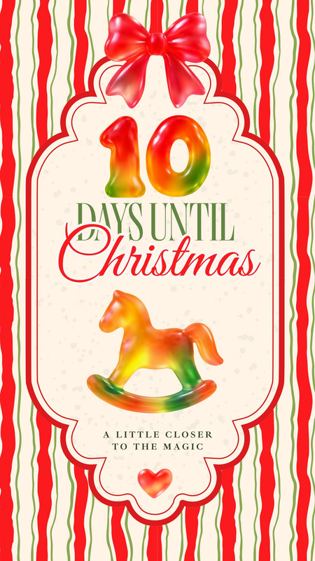 Illustrated Jelly Gummy Christmas Countdown Instagram Story Canva template, red