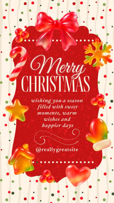 Festive Playful Sweet Gummy Jelly Merry Christmas Instagram Story Canva template, red