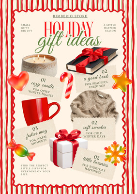 Festive Vintage Holiday Gift Ideas Poster Canva template, red and white