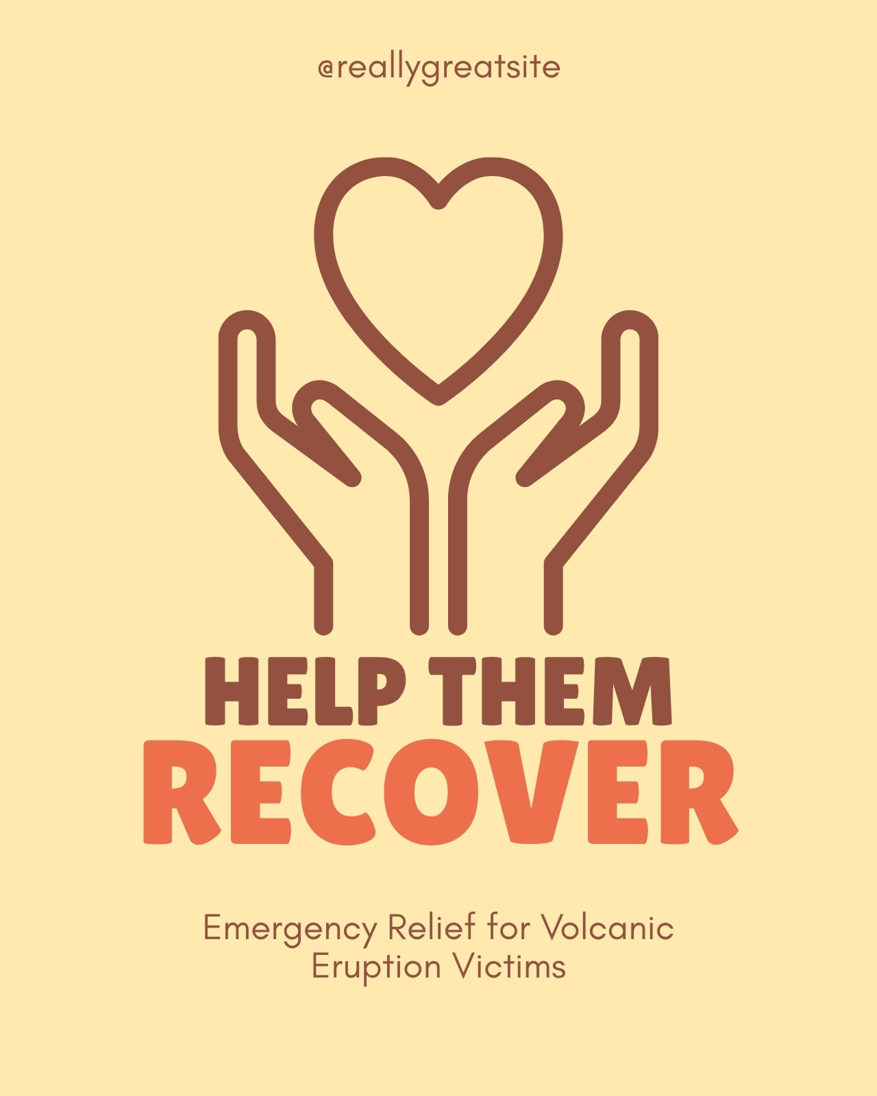 Pale Yellow Brown and Red Brown Bold Help Them Recover Emergency Relief Instagram Post