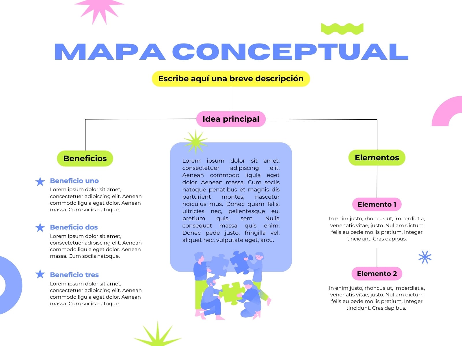 Azul Blanco y Rosa Moderno Mapa Conceptual Infografía