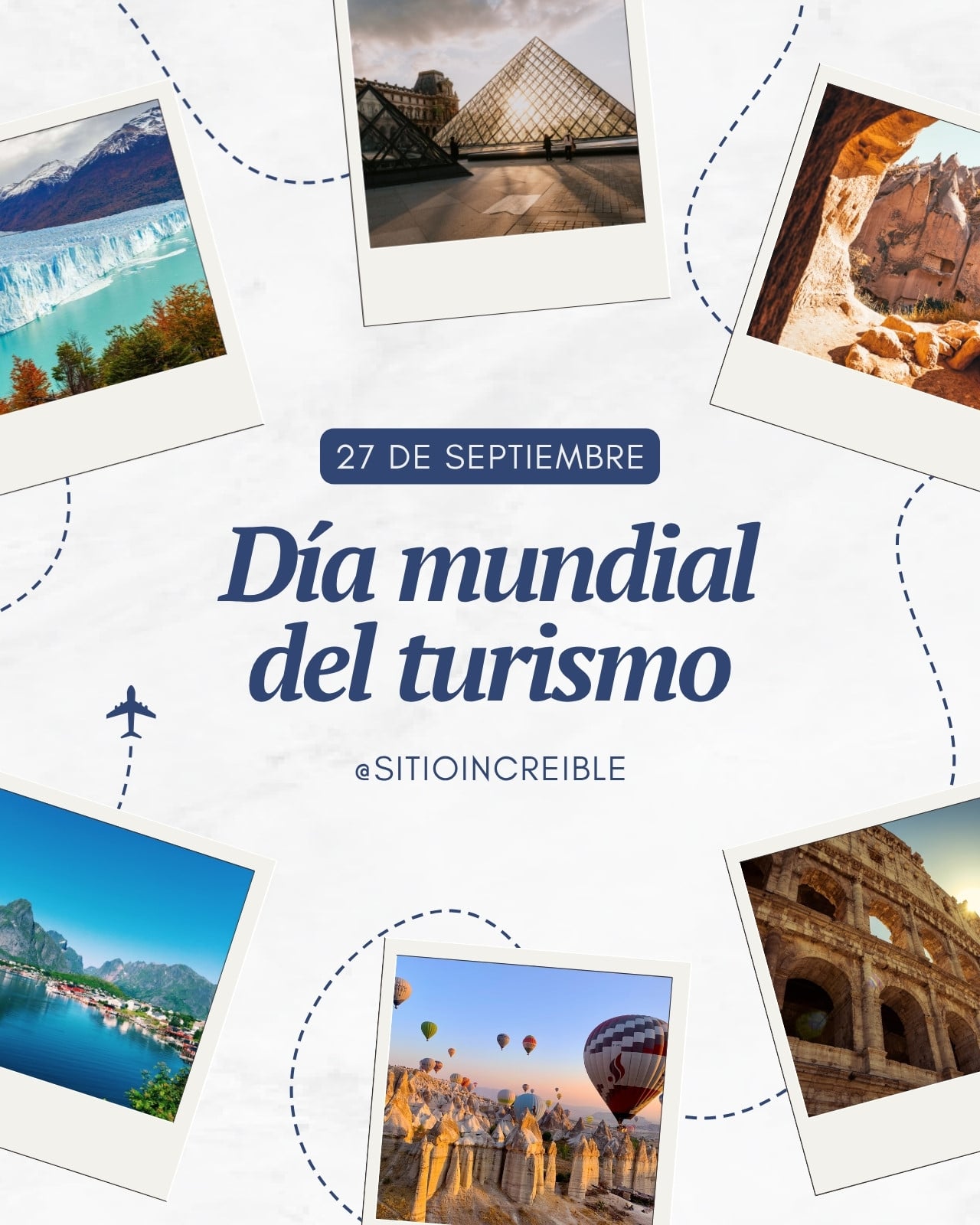 Post de Instagram Día Mundial del Turismo Collage Blanco