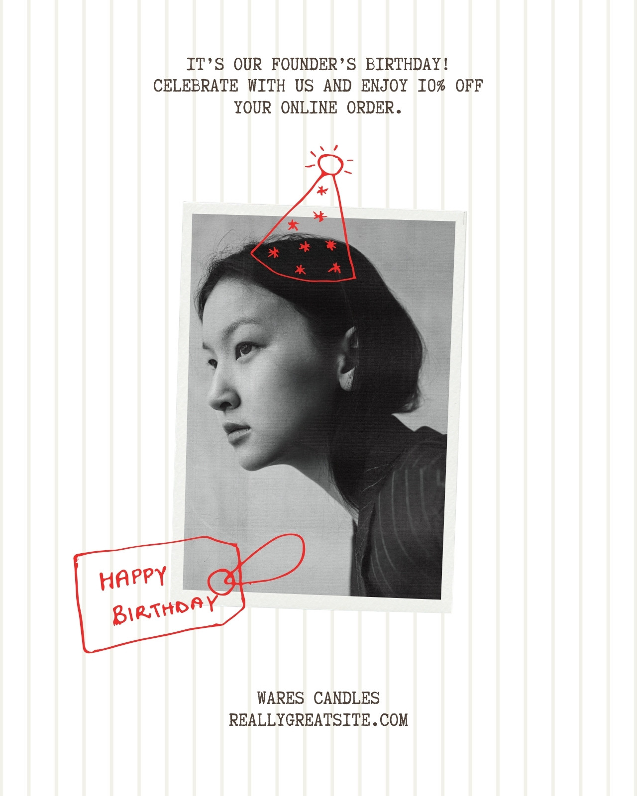 A clean birthday sale design that is easy to adapt to your own brand colors and offer.