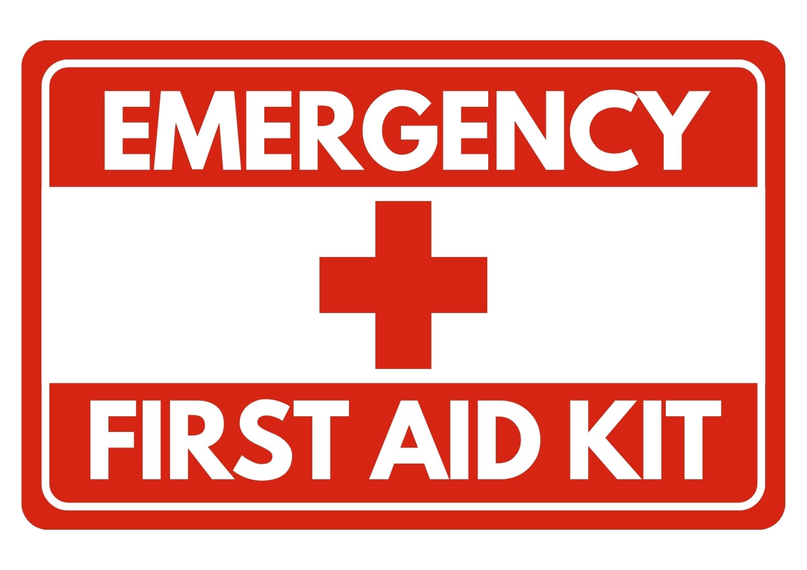 Red White and Neutral Bold Emergency First Aid Sign
