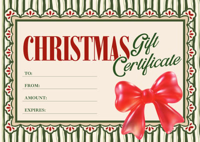 Vintage Festive Christmas Gift Certificate Canva template, red and beige