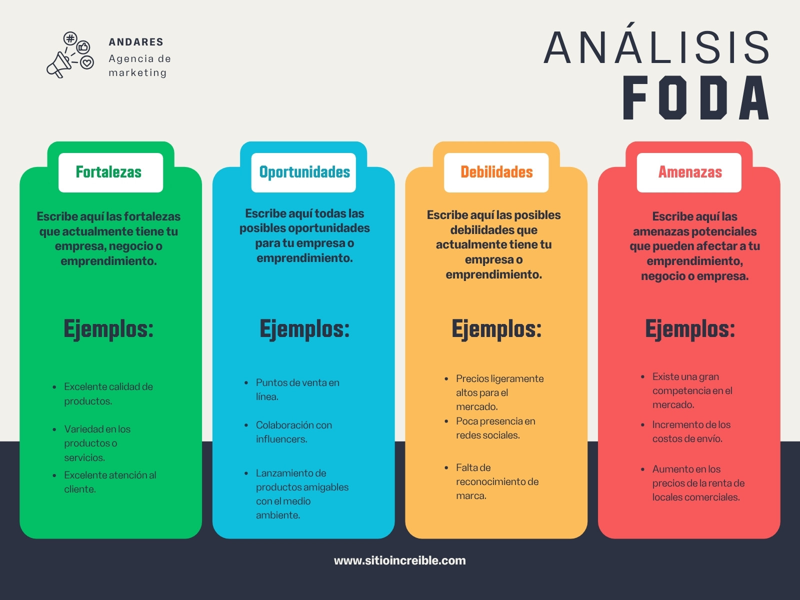 Grafico Analisis FODA DAFO Profesional Colorido