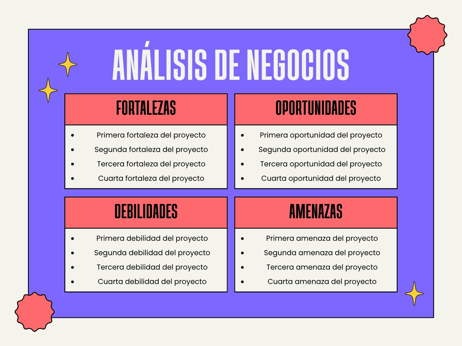 Gráfica tabla análisis de negocios llamativo morado