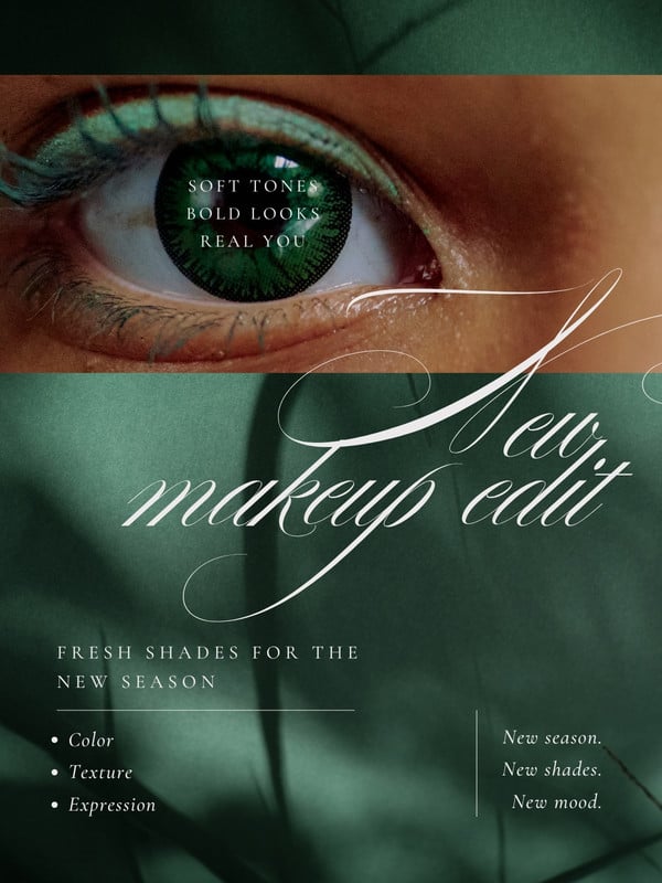 Sophisticated Editorial Makeup Beauty Instagram Post Canva template, green