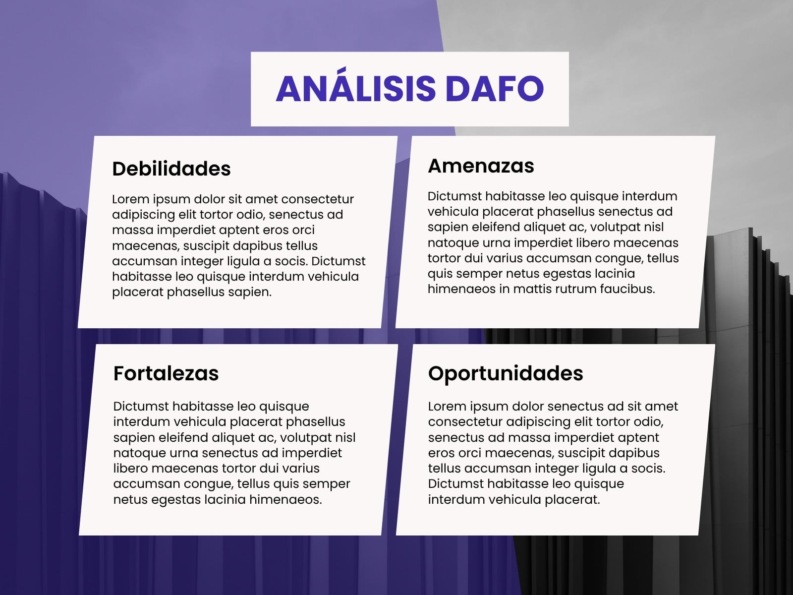 Gráfico Diagrama Análisis DAFO Comparativo Corporativo Moderno Azul