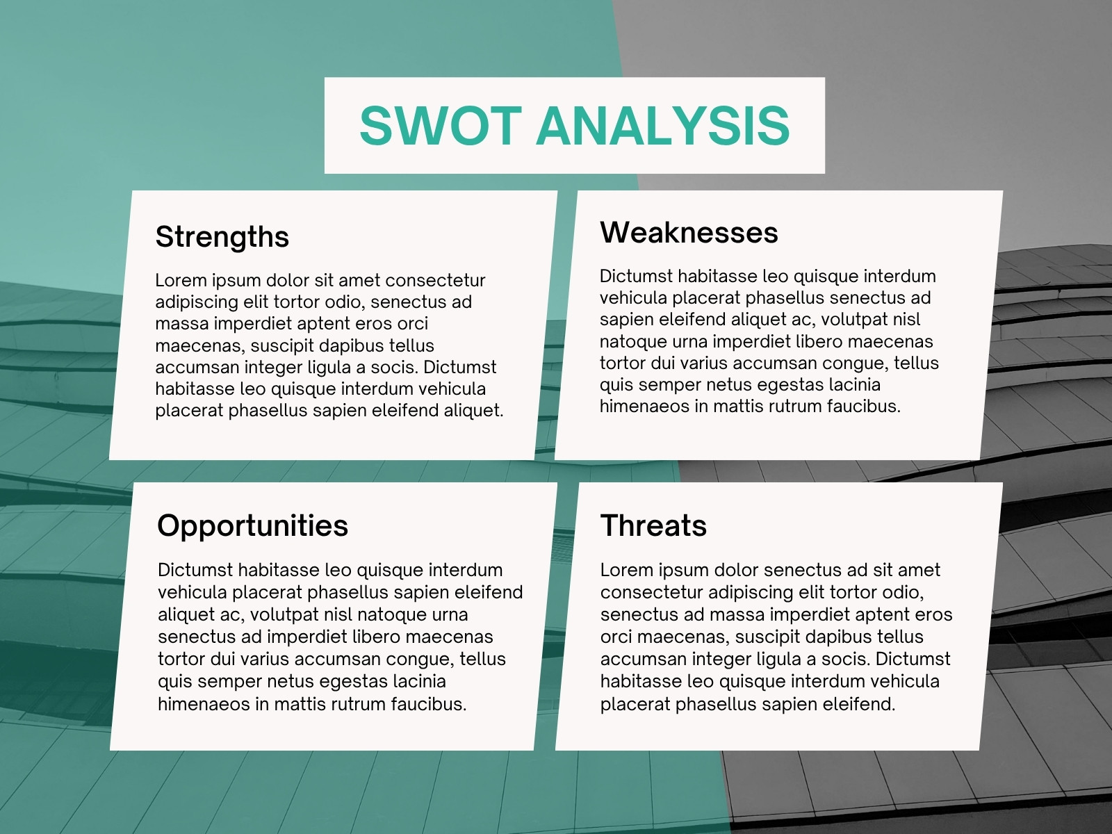 Turquoise Blue Technological Corporate Comparative SWOT Analysis Chart Graph