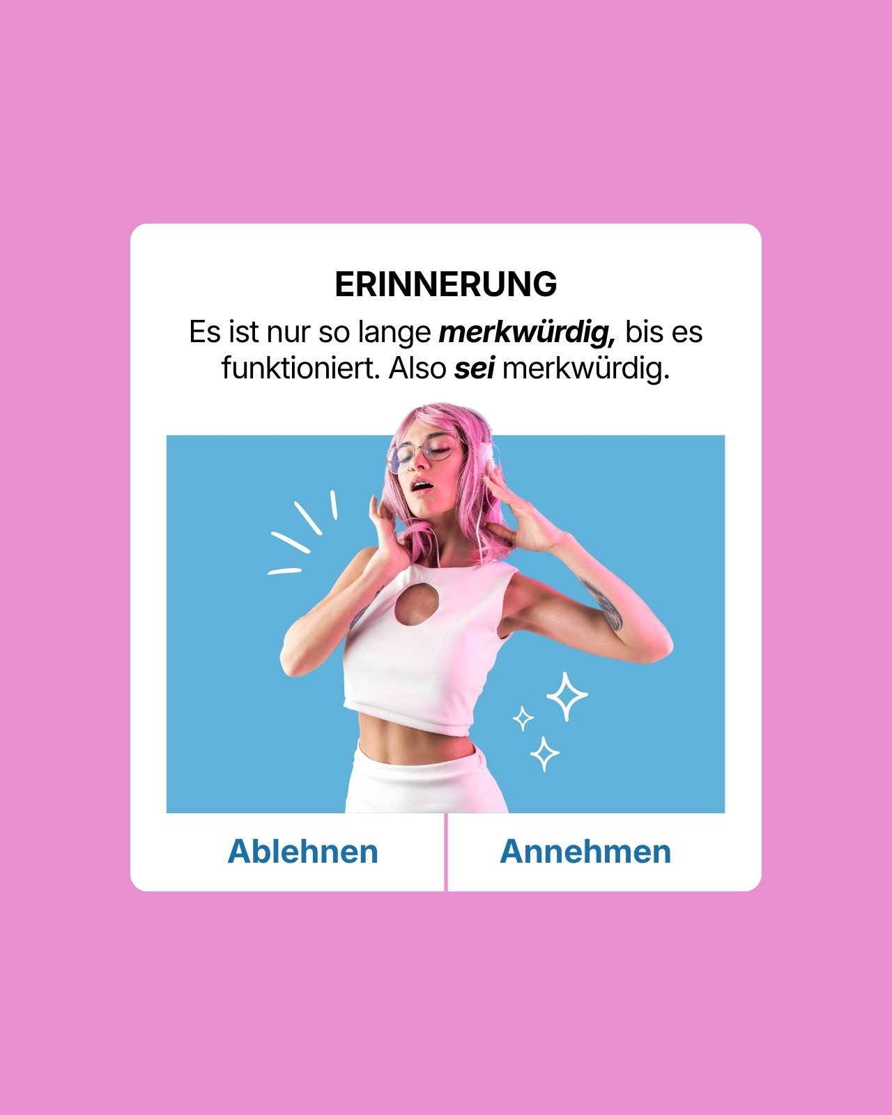 Rosa Cyan Modern IOS Stil Zitat Spruch Erinnerung LinkedIn Beitrag