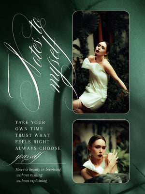 Sophisticated Editorial Notes to Myself Photo Collage Quote Instagram Post Canva template, green