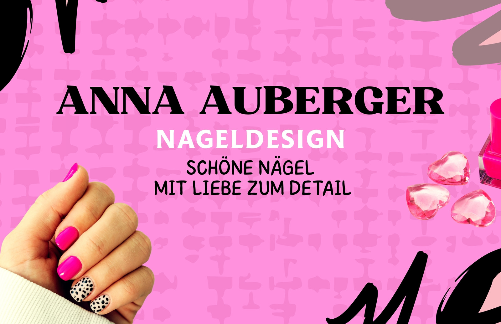 Rosa Schwarze Moderne Nagelstudio Treuekarte