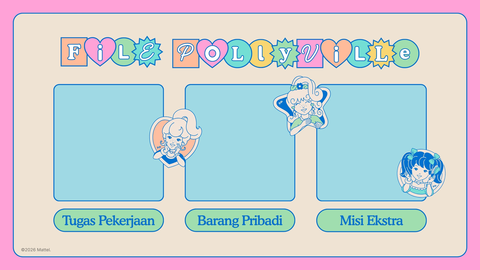 Wallpaper Desktop Mattel Polly Pocket Ilustratif Nostalgia Masa Kecil Beige Biru Muda Pink