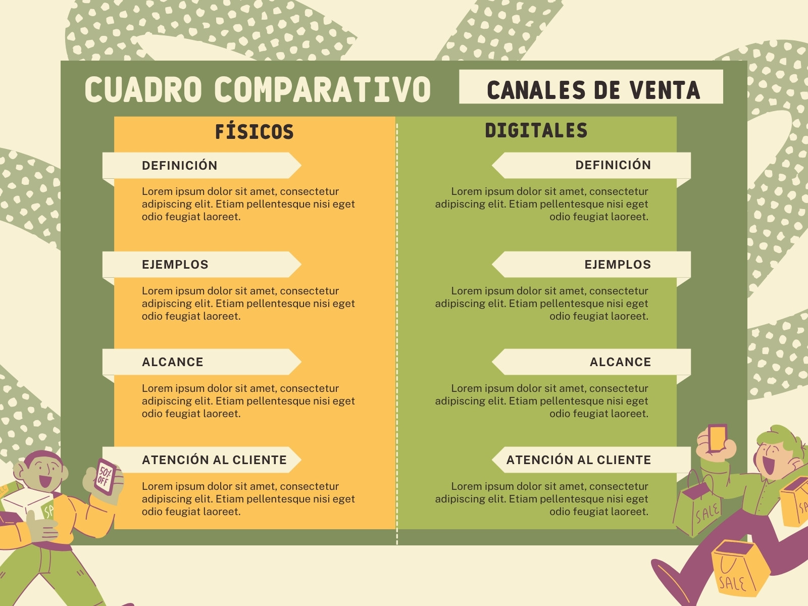 Grafica cuadro comparativo moderno crema