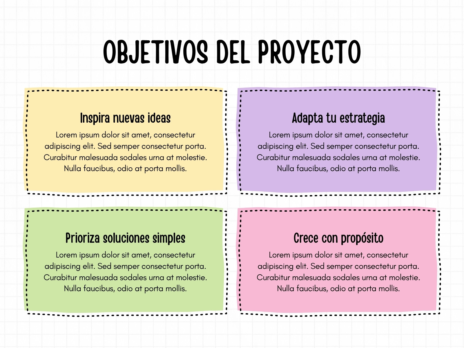Gráfico 4 Objetivos Proyecto Bloques Texto Sencillo Orgánico Multicolor Pastel
